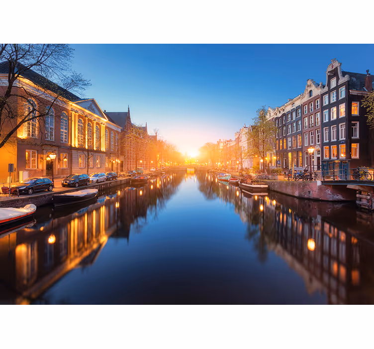Fotomurale Amsterdam crepuscolo sul canale di amsterdam - TenStickers