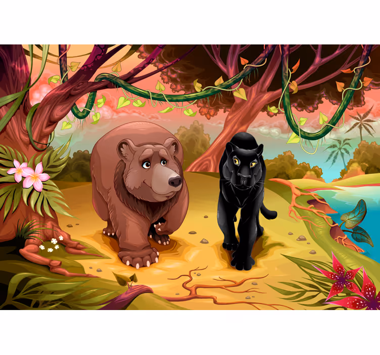 Fotomurale cameretta fauna selvatica incantata - TenStickers