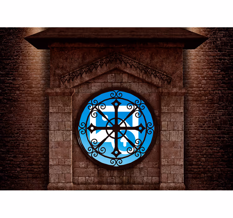 Fotomurale 3d finestra circolare in pietra - TenStickers