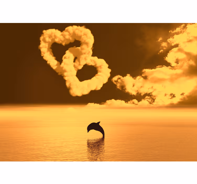 Fotomurale con nuvole e delfini forma di cuore - TenStickers