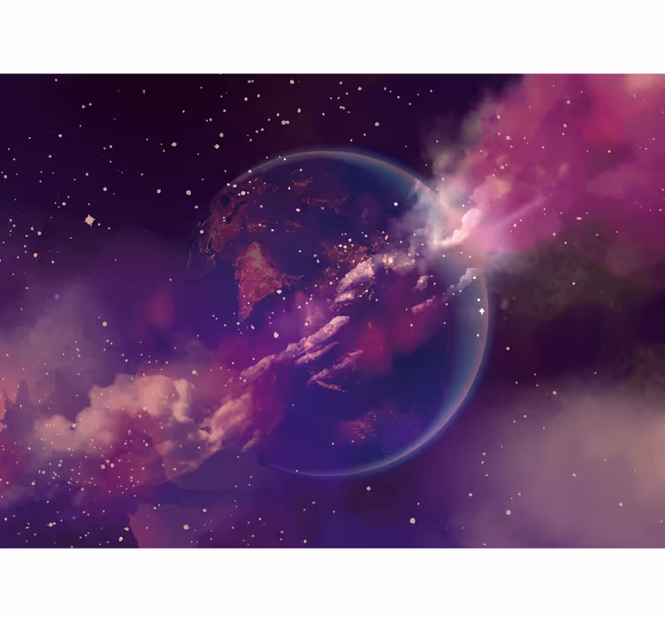 Fotomurale paesaggi Terra sullo spazio rosa - TenStickers