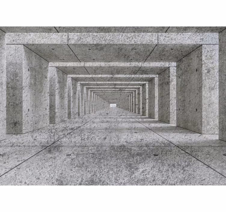 Fotomurale 3d Tunnel 3d in cemento - TenStickers