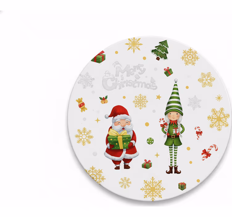 Sottobicchieri natalizi babbo natale con elfo - TenStickers