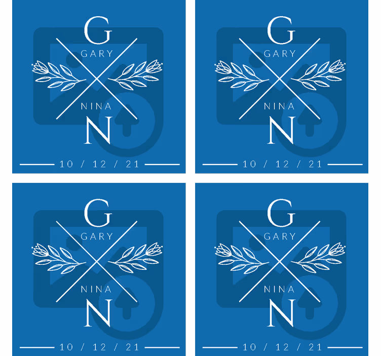 Sottobicchieri matrimonio iniziali coppia personalizzate - TenStickers