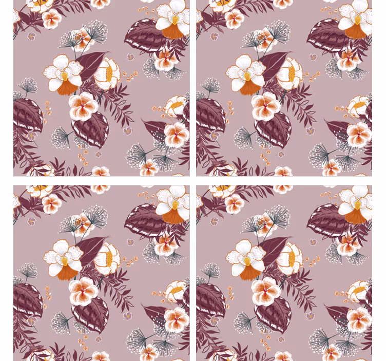 Sottobicchieri con superficie a motivo floreale - TenStickers