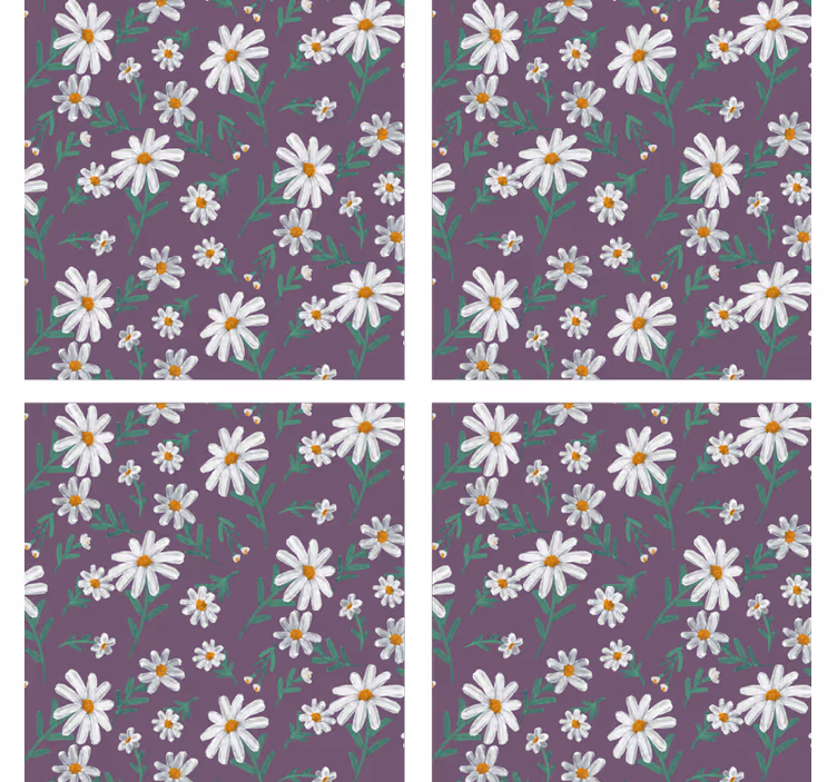 Sottobicchieri motivo floreale viola - TenStickers