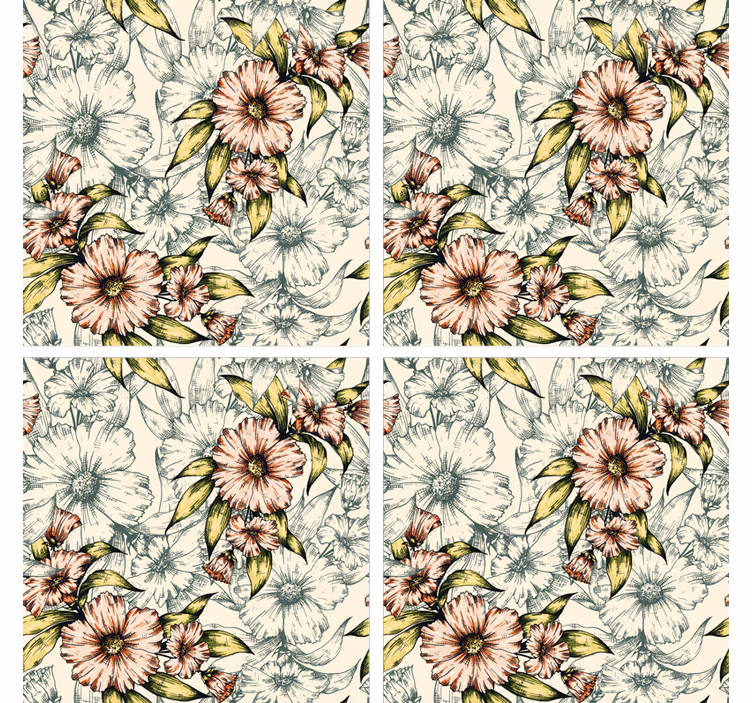 Sottobicchieri con motivo floreale - TenStickers