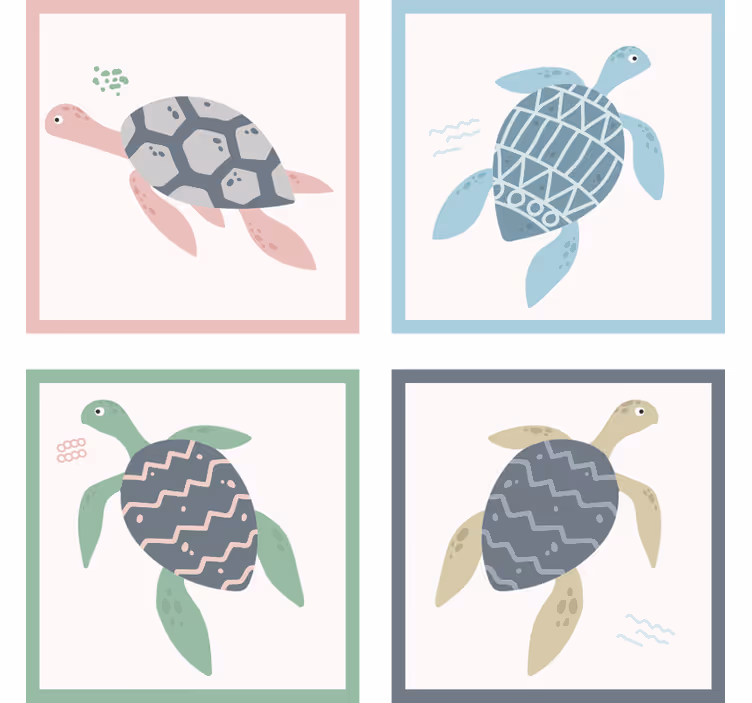 Sottobicchieri frikis con motivi di tartarughe marine - TenStickers
