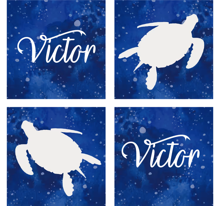 Sottobicchieri personalizzabili silhouette tartaruga blu - TenStickers