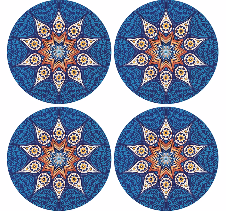 Sottobicchieri design mandala blu intricato - TenStickers