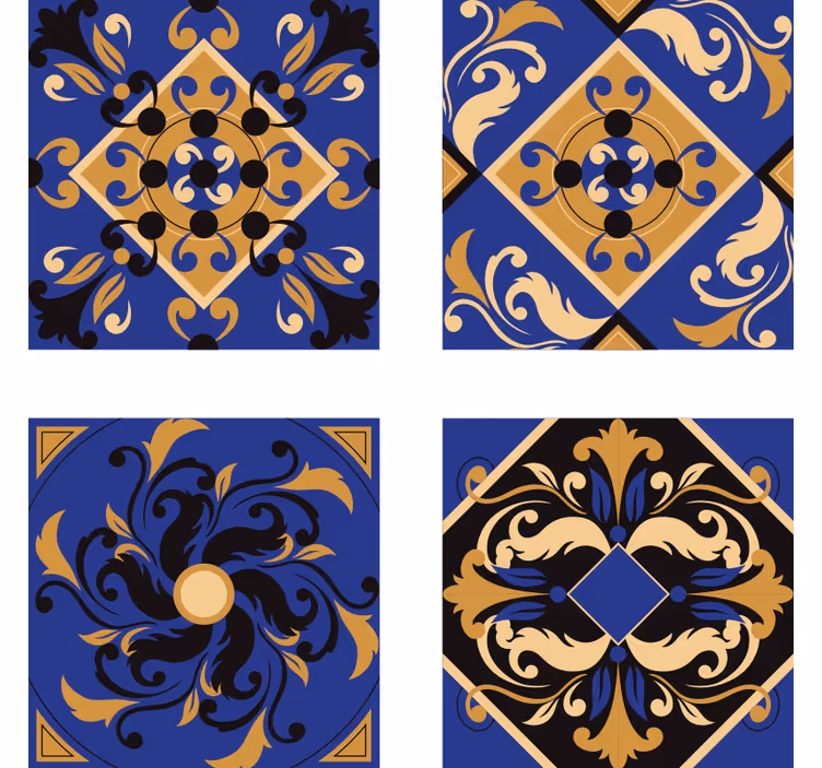 Sottobicchieri di piastrelle ornamentali blu - TenStickers