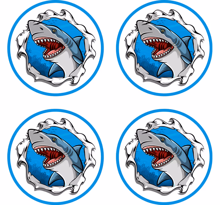 Sottobicchieri frikis illustrazione squalo arrabbiato - TenStickers