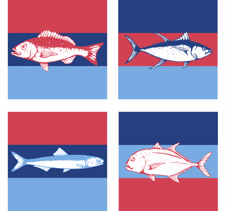 Sottobicchieri illustrazioni di pesci stilizzati - TenStickers