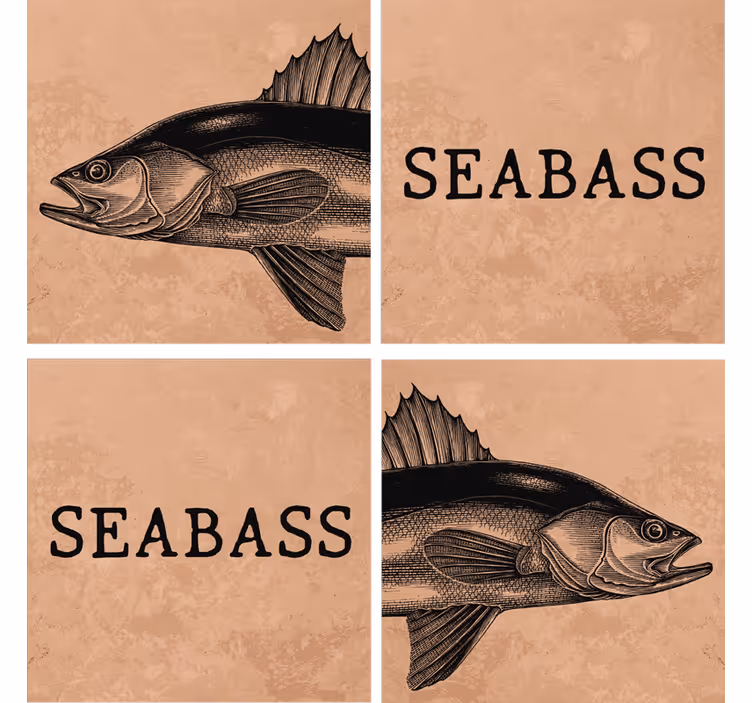 Sottobicchieri personalizzabili arte illustrativa seabass - TenStickers
