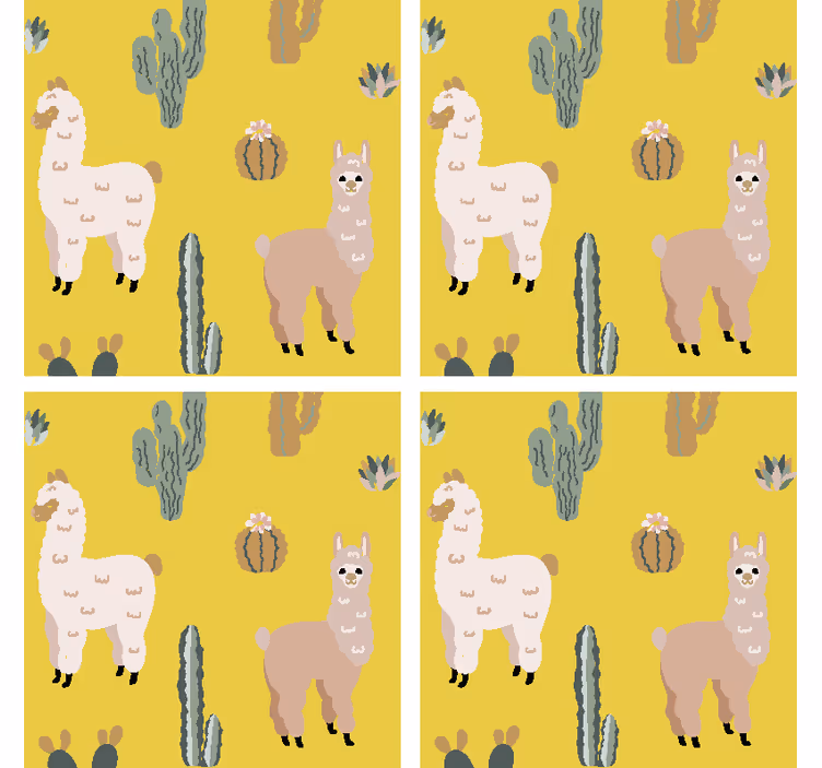 Sottobicchieri frikis motivo llama e cactus - TenStickers