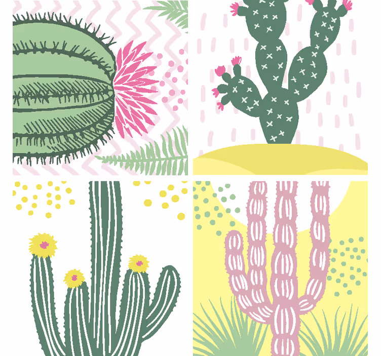 Sottobicchieri frikis motivo cactus vivace - TenStickers