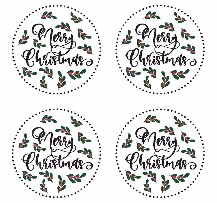Sottobicchieri natalizi design con agrifoglio natale - TenStickers