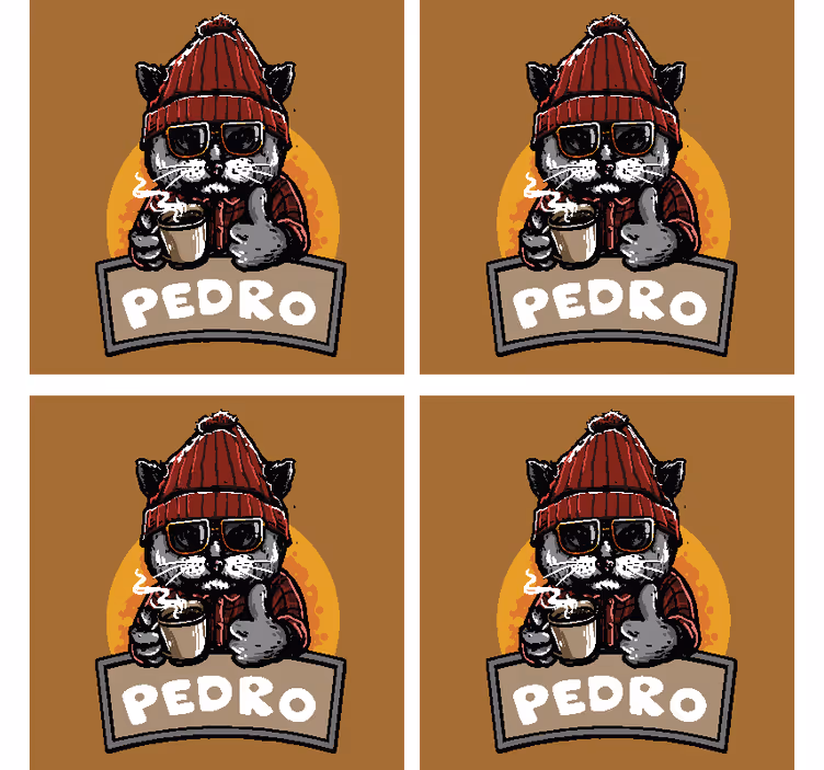 Sottobicchieri frikis gatto cool con caffè - TenStickers