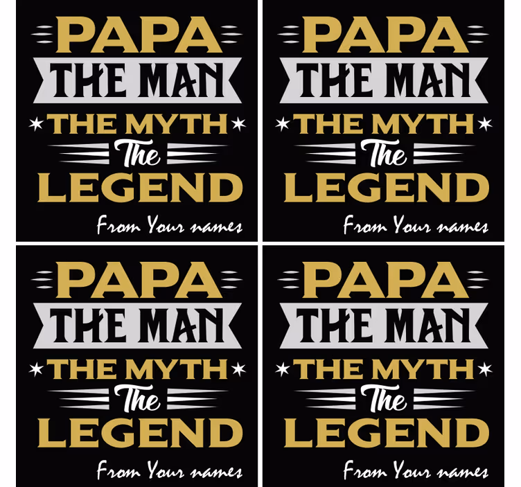 Sottobicchieri con frase papà mito leggenda - TenStickers