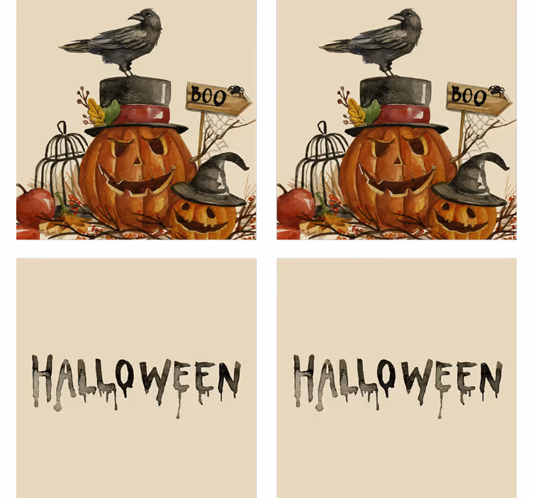 Sottobicchieri halloween scena di corvi e zucche - TenStickers