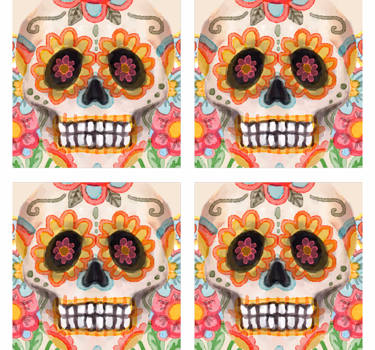 Sottobicchieri halloween teschi colorati - TenStickers