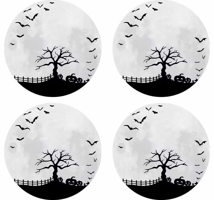 Sottobicchieri halloween silhouette di albero inquietante - TenStickers