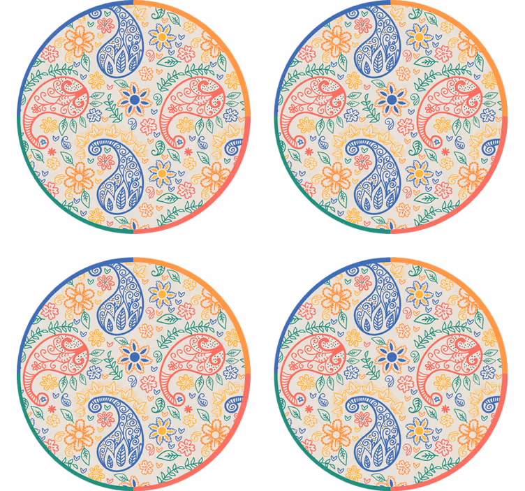 Sottobicchieri frikis con motivi floreali colorati - TenStickers