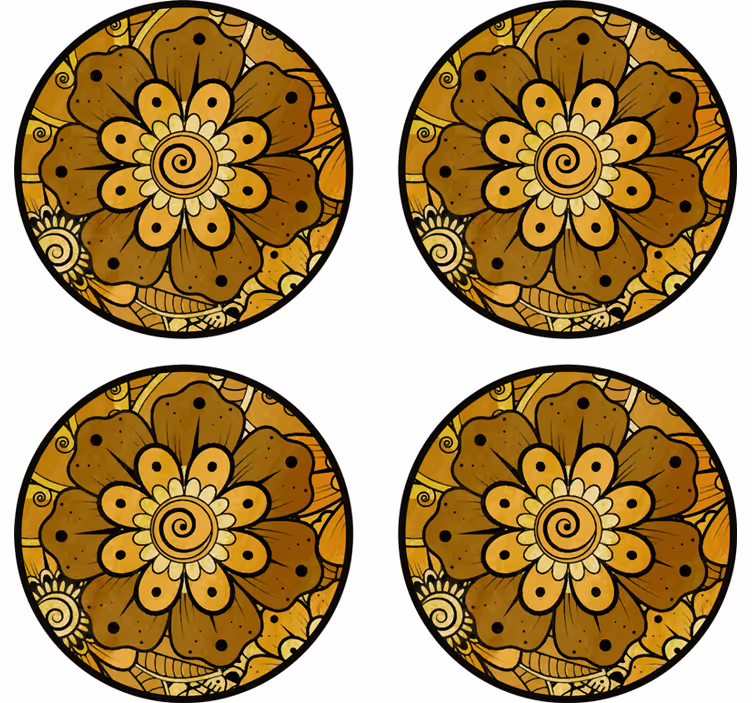 Sottobicchieri con motivo floreale intricato - TenStickers