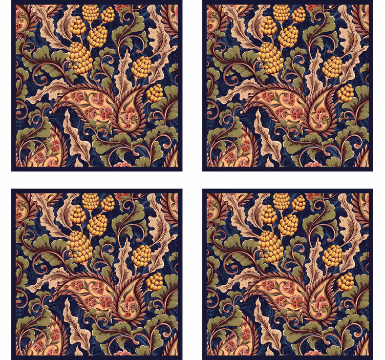 Sottobicchieri motivo botanico raffinato - TenStickers
