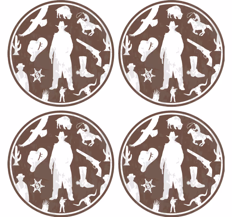 Sottobicchieri vintage tema cowboy western - TenStickers