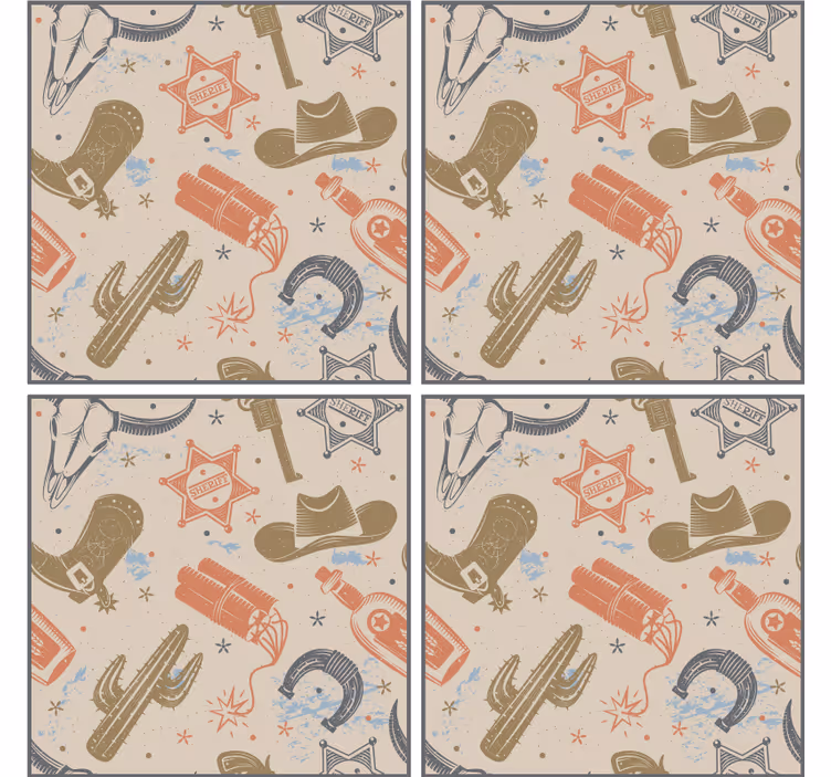 Sottobicchieri frikis elementi a tema cowboy - TenStickers