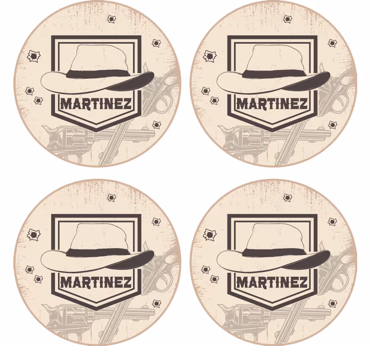 Sottobicchieri frikis cappello e pistole western - TenStickers
