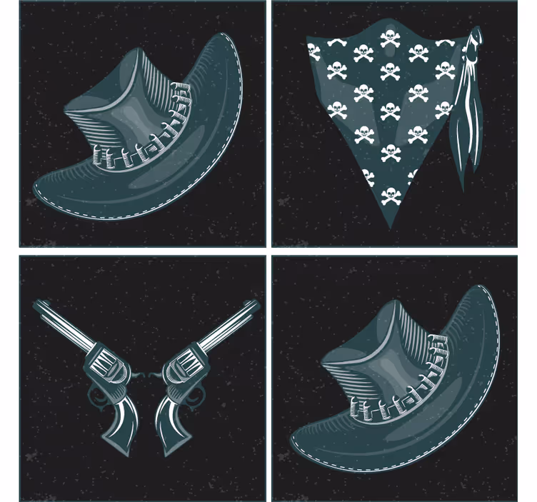 Sottobicchieri frikis rivoltelle incrociate e bandana - TenStickers