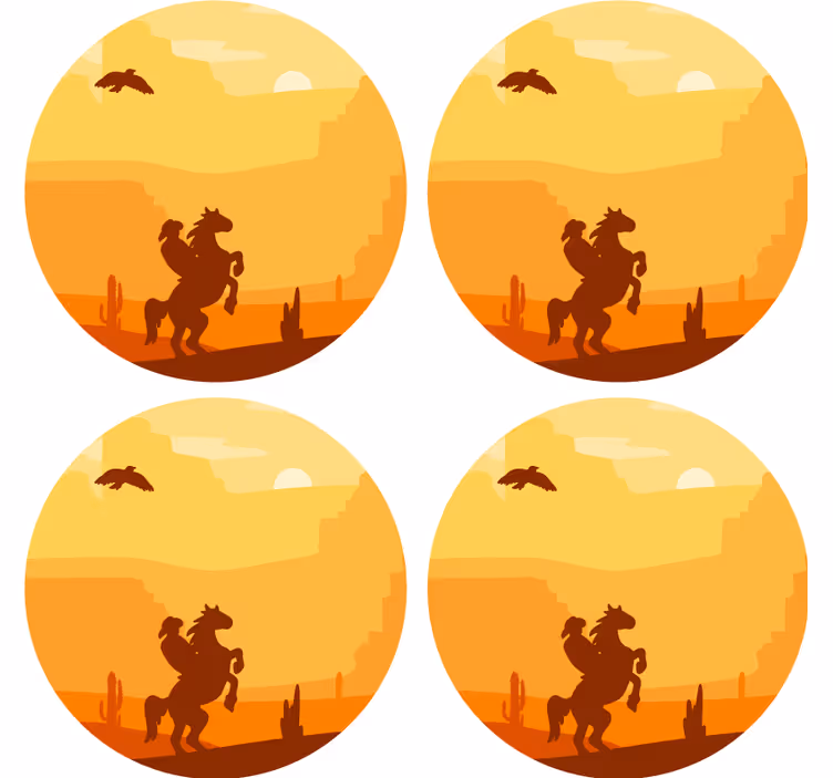 Sottobicchieri vintage scena del deserto al tramonto - TenStickers
