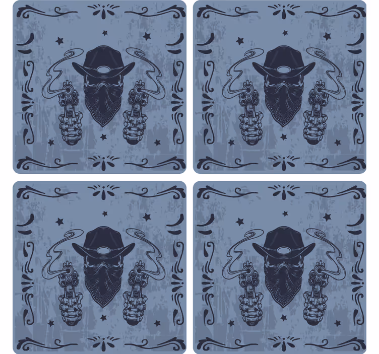 Sottobicchieri frikis cowboy con doppia pistola - TenStickers