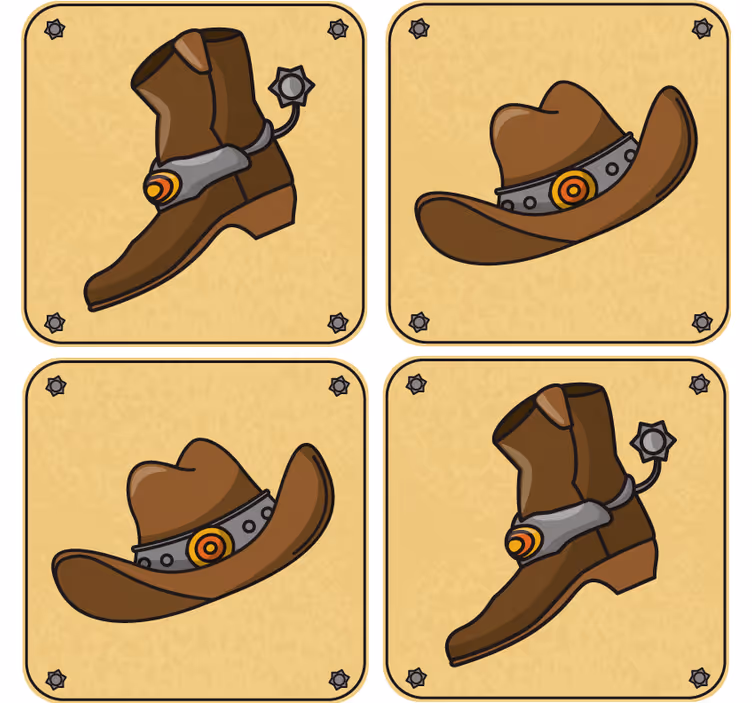 Sottobicchieri frikis cappello e stivali da cowboy - TenStickers