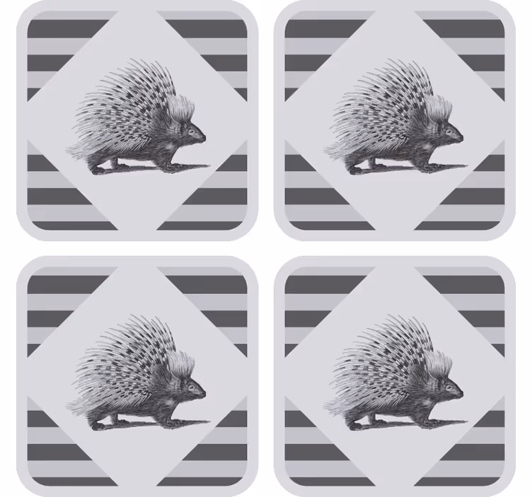 Sottobicchieri moderno illustrazione di porcospino a righe - TenStickers