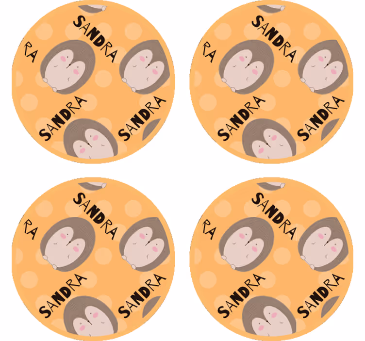 Sottobicchieri personalizzabili motivo riccio carino - TenStickers