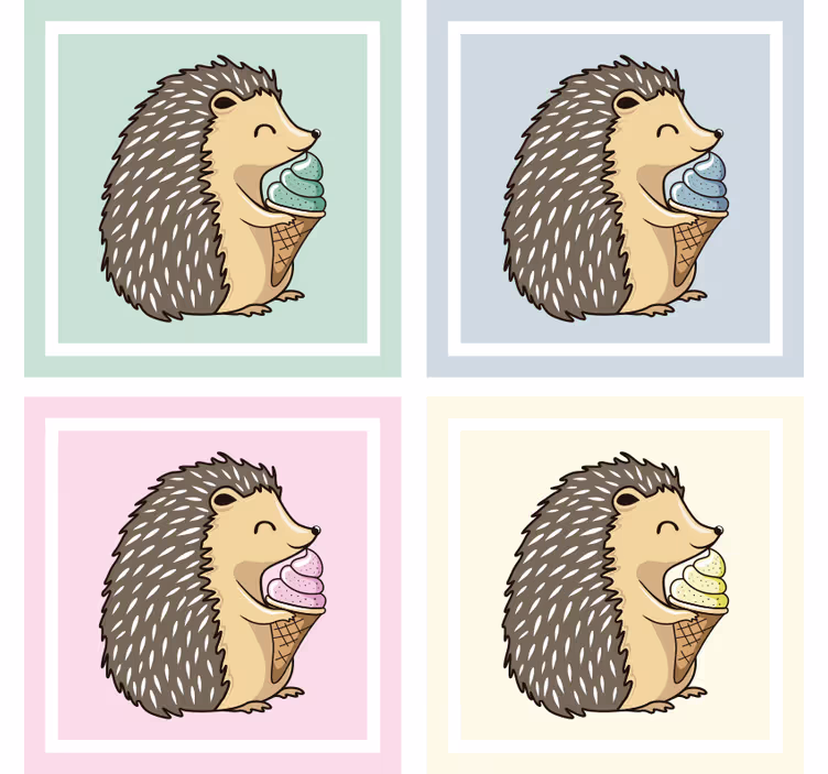 Sottobicchieri frikis riccio che gusta il gelato - TenStickers