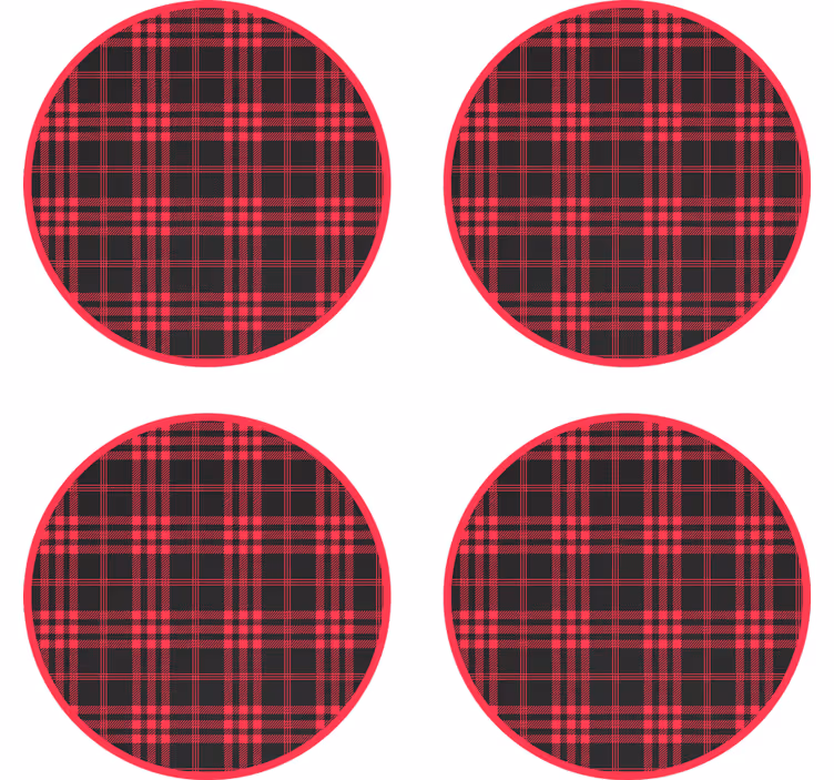 Sottobicchieri motivo a quadri rosso nero - TenStickers