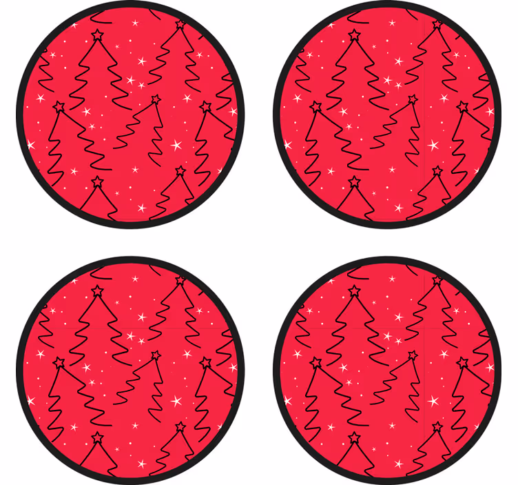 Sottobicchieri natalizi con motivo albero festivo - TenStickers