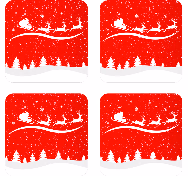 Sottobicchieri natalizi slitta di babbo natale con renne - TenStickers