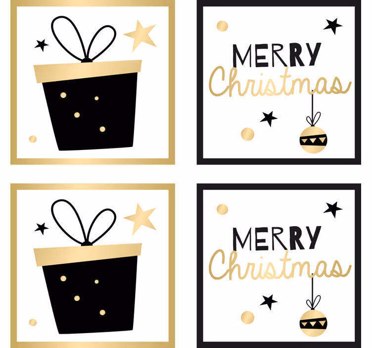 Sottobicchieri natalizi design regalo felice - TenStickers