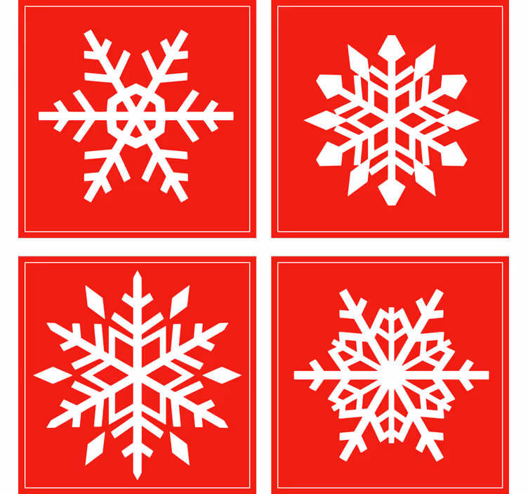 Sottobicchiere  tema Natale Fiocchi di neve rossi - TenStickers