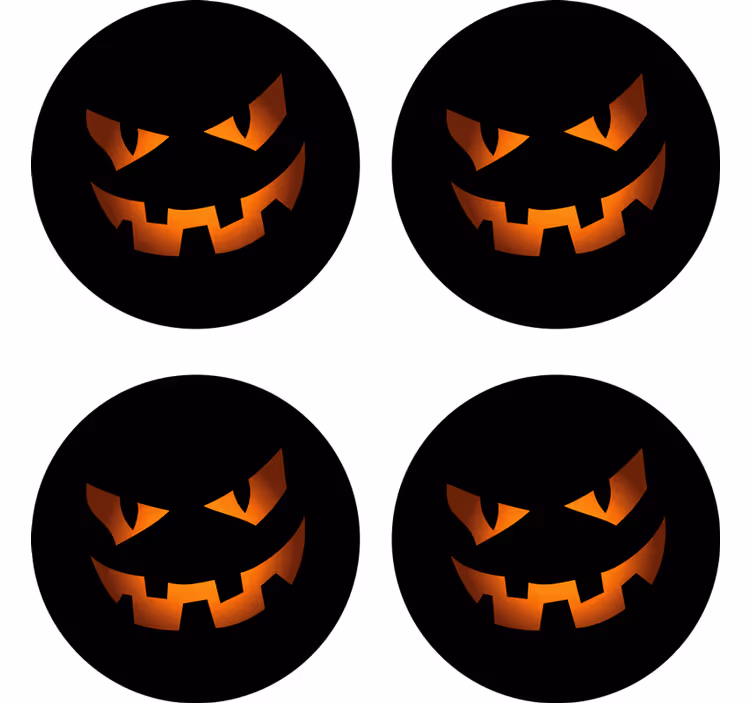 Sottobicchieri halloween set faccette di zucca - TenStickers