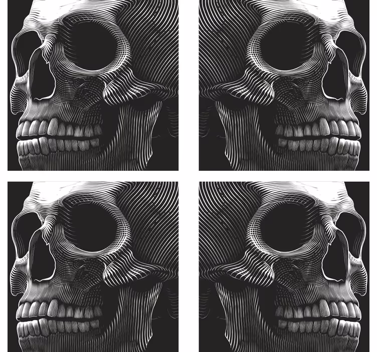 Sottobicchieri frikis illustrazione teschio stilizzata - TenStickers