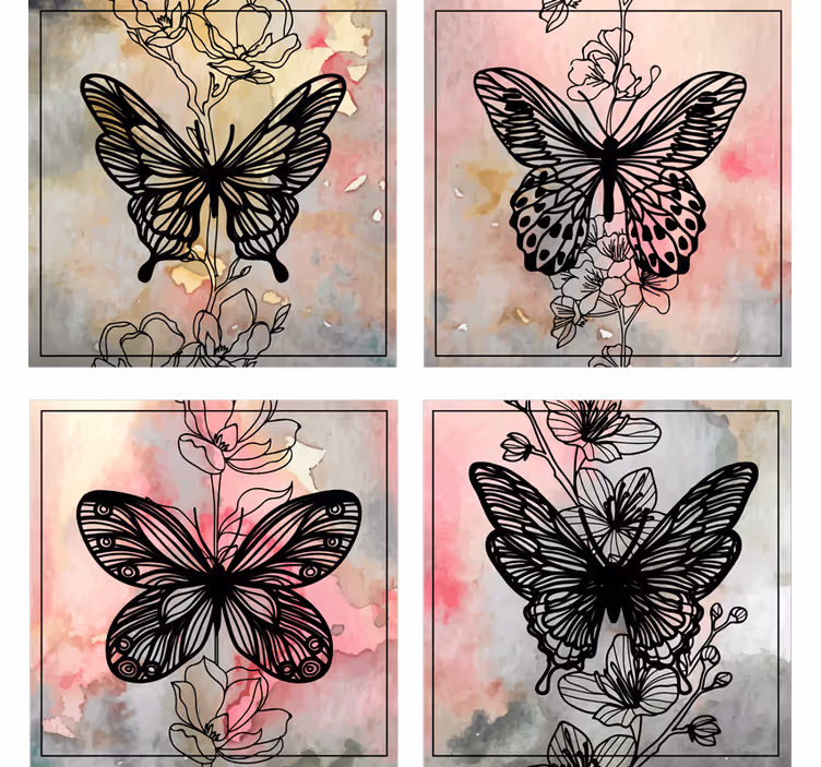 Sottobicchieri moderno motivo farfalla elegante - TenStickers
