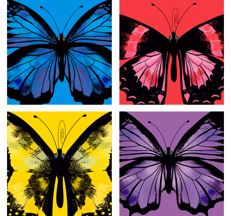 Sottobicchieri frikis design farfalle colorate - TenStickers