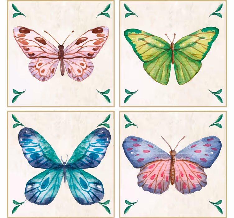 Sottobicchieri moderno arte di farfalle vivaci - TenStickers
