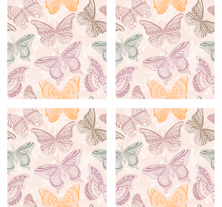 Sottobicchieri motivi di farfalle intricati - TenStickers